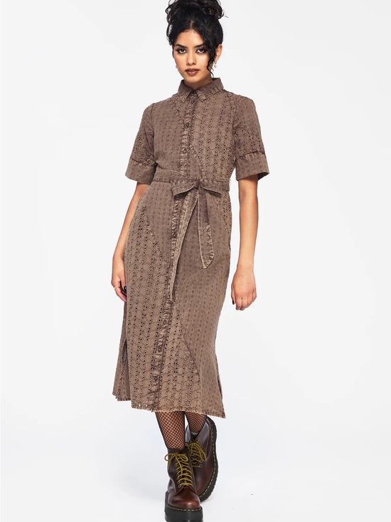 Disturbia Dresses & Skirts - Disturbia NWT Summerisle Cotton Broderie Detail Tie Wrap Midi Shirt Dress